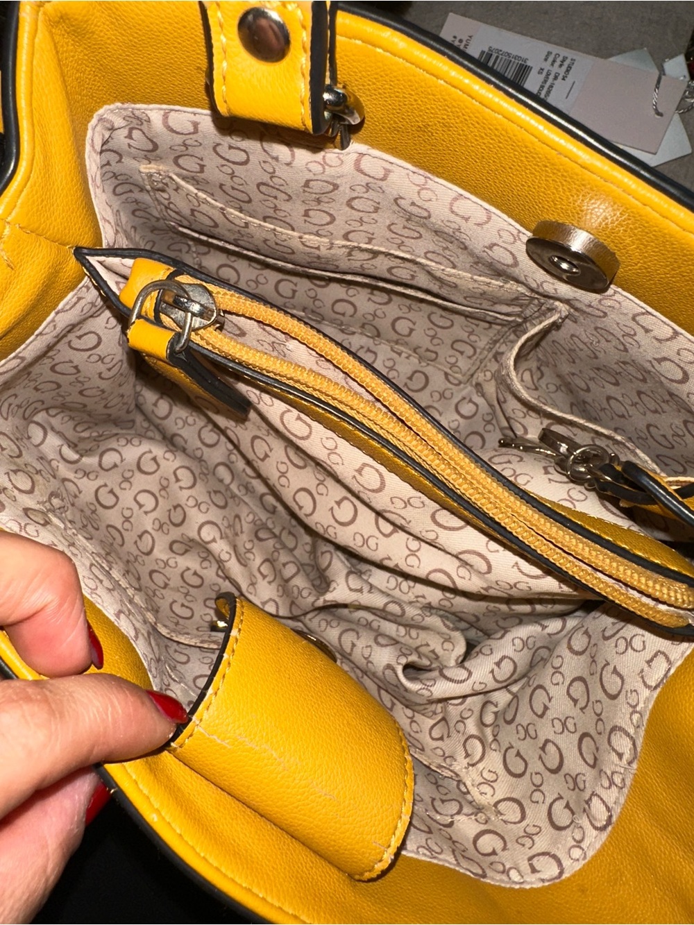 GUESS Yellow Mini Structured Handbag - Picture 5 of 5